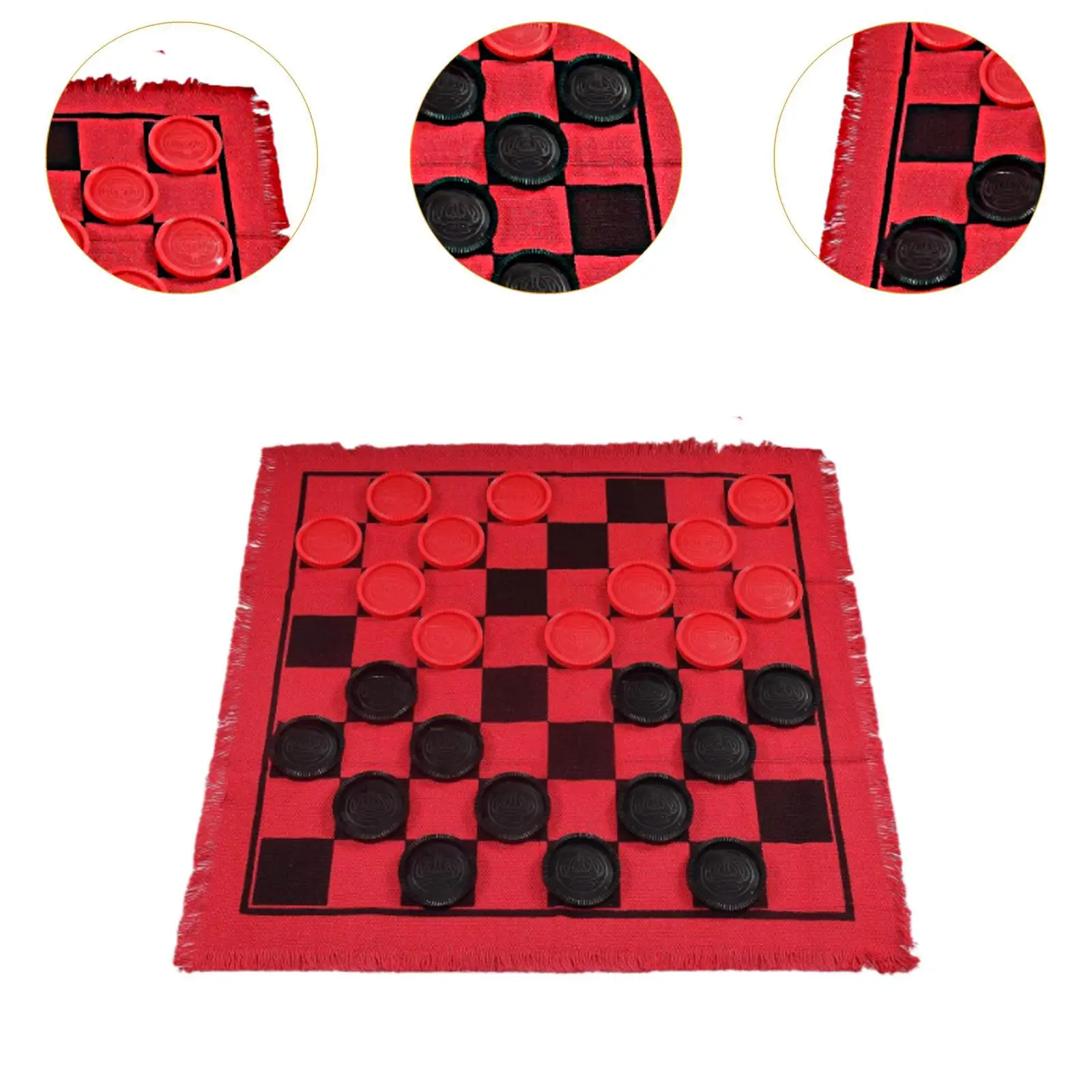 Giant Checkers Board Game Mat 3 in 1 Reversible Rug Game Large Checkers Rug Mat Indoor Outdoor Yard Giant