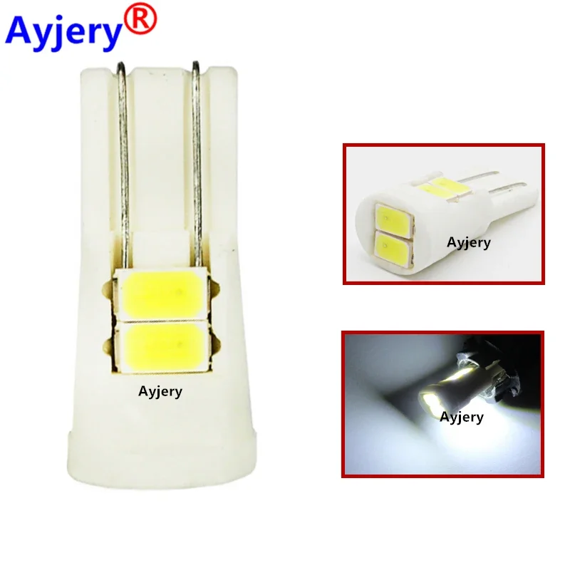 

AYJERY 50pieces/Lot 12V T10 Ceramic 6 SMD 5630 W5W Led Bulbs 168 194 White Lamp Reading License Plate Light Car Interior Lights