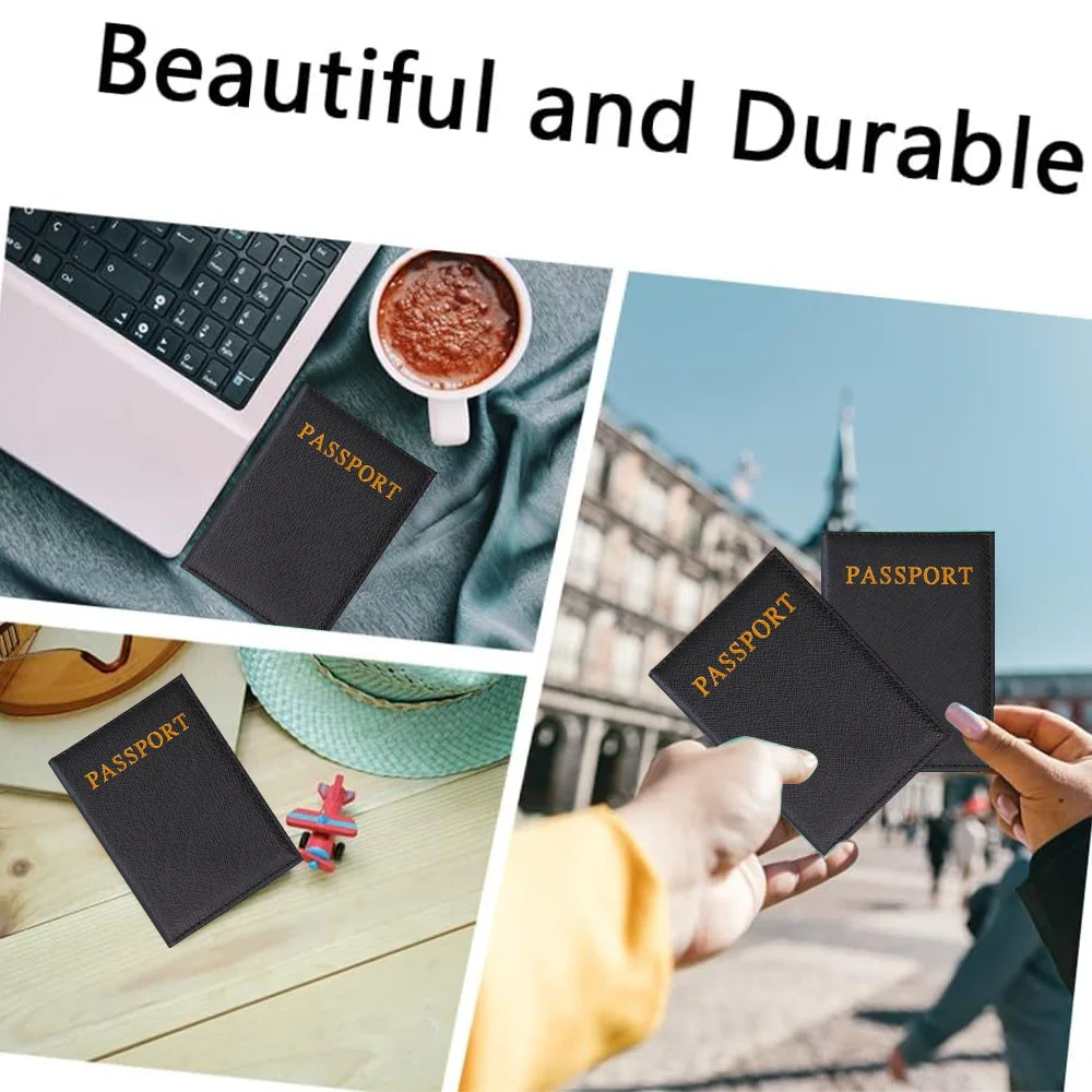 Waterproof Black Leather Passport Holder with Customizable Engraving