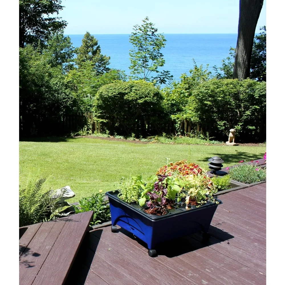 Hydroponic Planting System with Casters, 24" x 20", Cobalt Blue 6