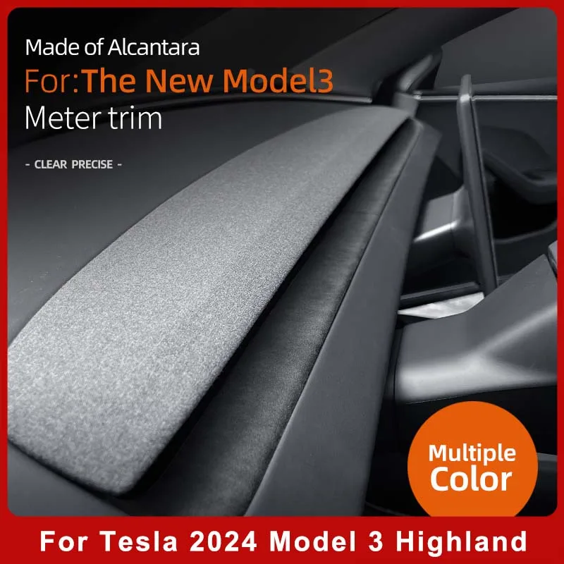 

For Tesla Model 3 Highland 2024 Accessories Suede Dashboard Cover Red Dash Board Panel Trim Decoration Sticker Air Outlet Cover