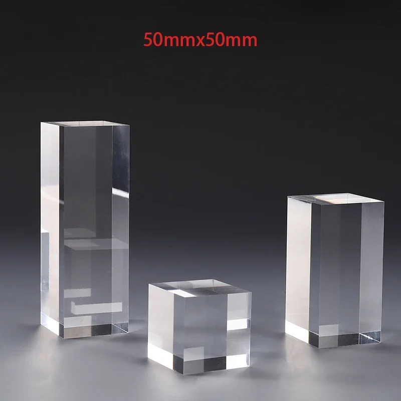 Plexiglass Square Block Jewelry Display Stand Stamping Cosmetics Holder Photography Props Dolls Perfume Organizer Riser Case