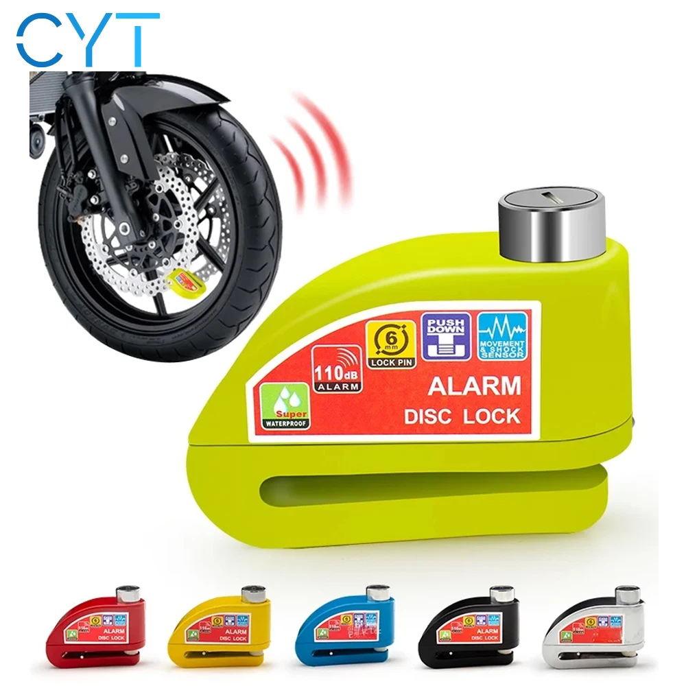 

CYT Motorcycle Bicycle Lock Alarm Safety Protection Padlock Disc Aluminum Alloy Anti-Theft Reminder Rope Lock Bag Motorcycle