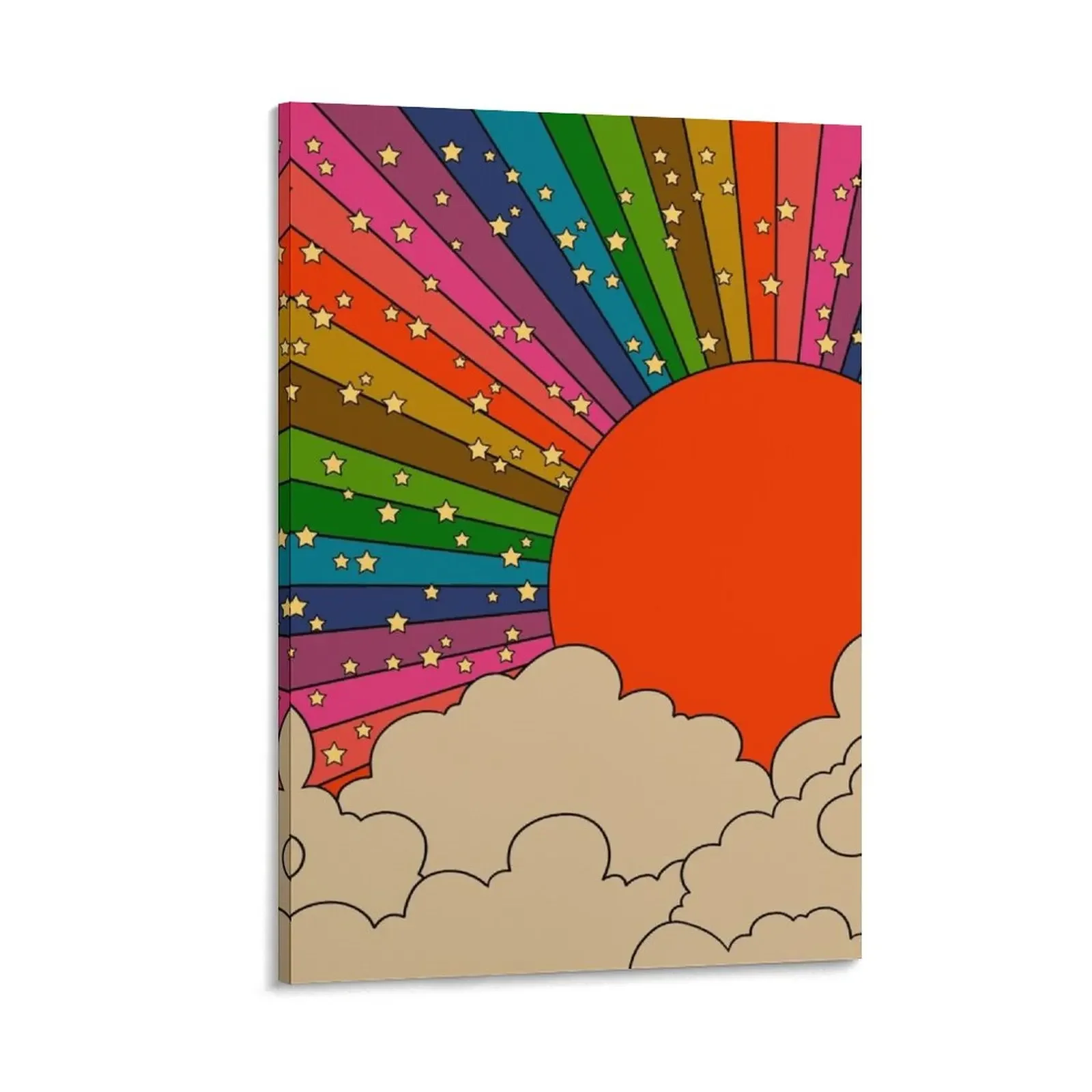 

Rainbow 70s sun Canvas Painting large paintings modern living room decoration Decoration wall