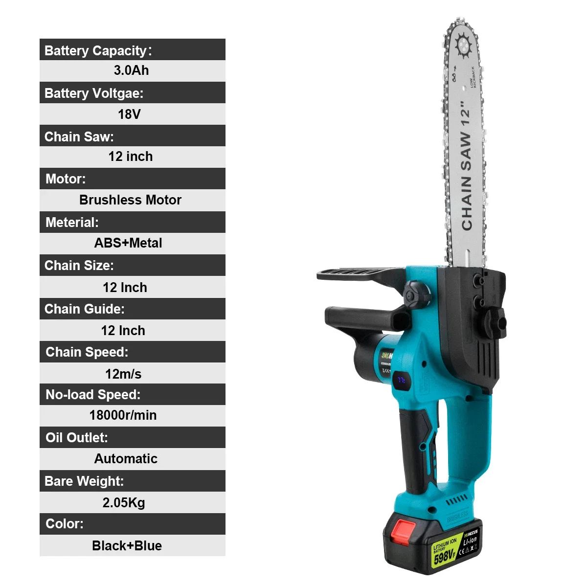 12 Inch Chain Saw Brushless Electric Saw With Oiler Logging Chainsaw Wood Cutting Graden Pruning Tools for Makita 18V Battery mini chainsaw,electric chainsaw,electric saw,mini electric saw