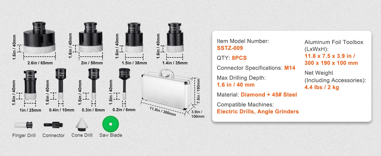 8pcs type B specifications
