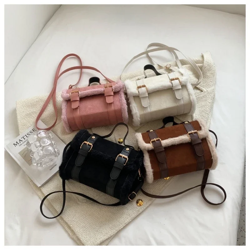 

Korea Crossbody Winter Style Lady Women Handbag Lamb Shoulder Bag Square Bags New Velvet Plush For ショルダーウォレット Bag French Small