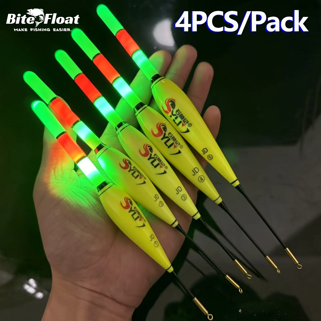 Set 4 flotteurs lumineux pêche carpe européenne nuit visibilité accrue