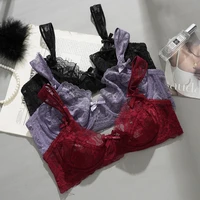 Soutiens-gorge sexy ultra-fins en dentelle pour femmes, push-up, respirants pour l'été, à découpes, effet push-up, avec nœud élégant à la française et armatures 2