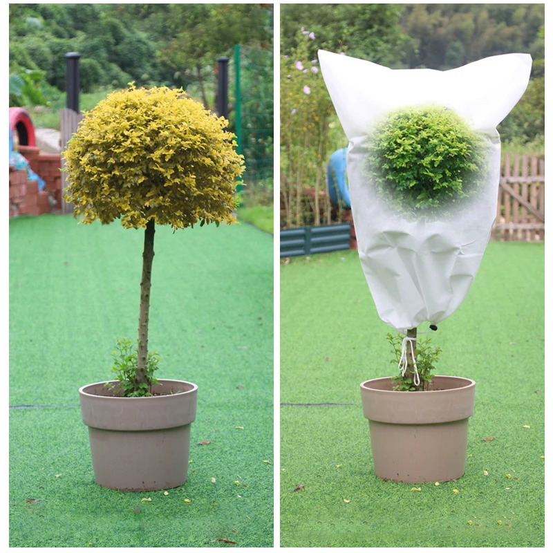 

Frost Cover Flower Pot Warm Cover Non Woven Drawstring Insulation Shed Gardening Warm Flower Cover