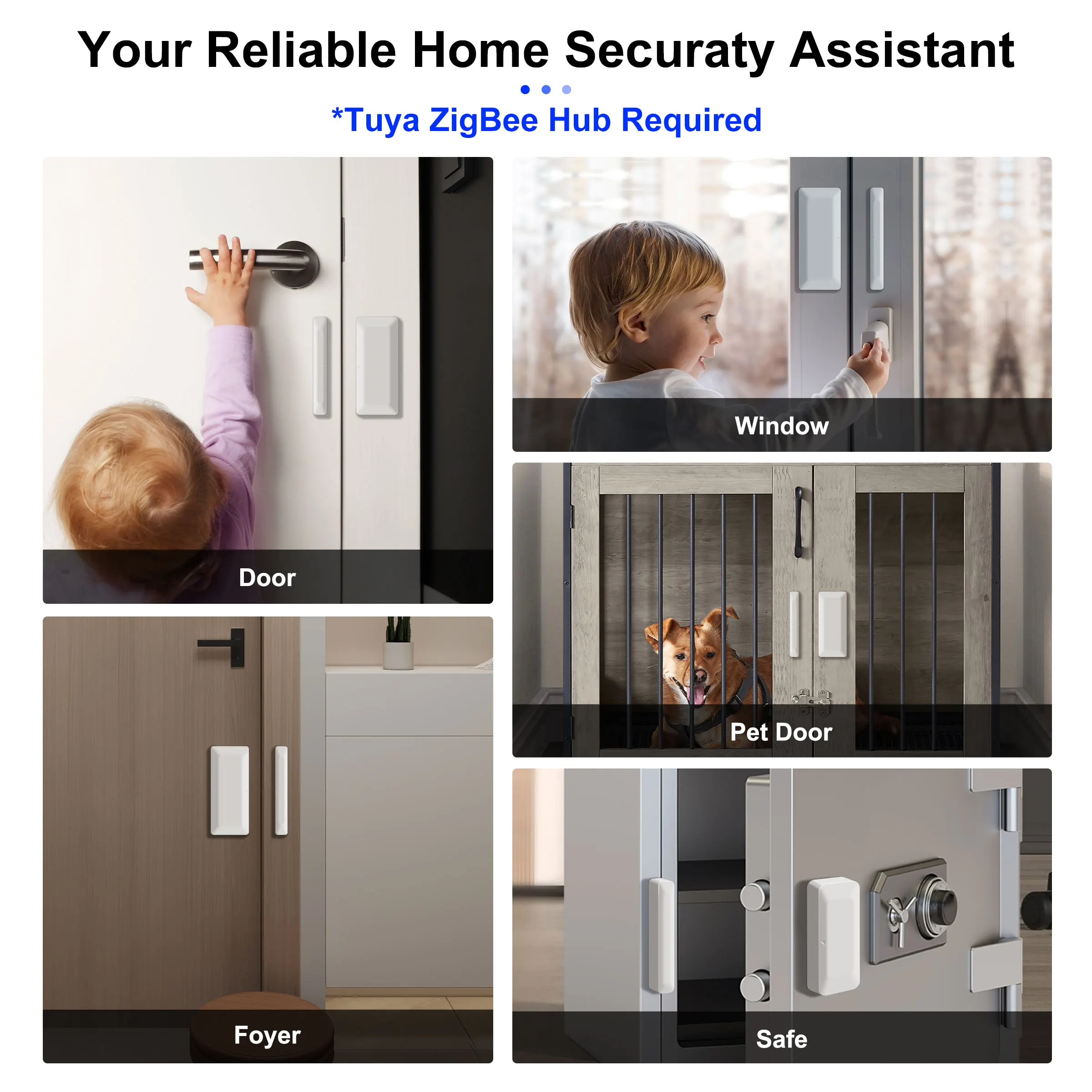 Tuya ZigBee Door and Window Sensor Smart Wireless Contact Detector for Home Security Work with Home Assistant ZigBee2MQTT