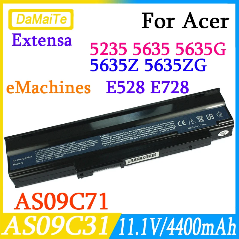 

New AS09C31 AS09C71 Laptop Battery For Acer Extensa 5235 5635 5635G 5635Z 5635ZG ZR6 eMachines E528 E728 NV42 NV44 NV48 Series