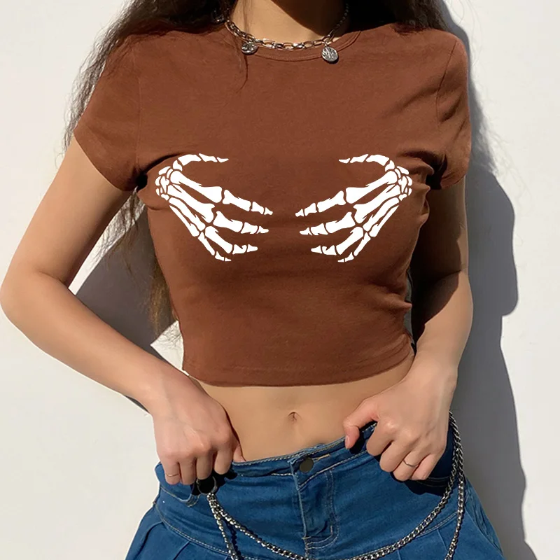 skull hands crop top
