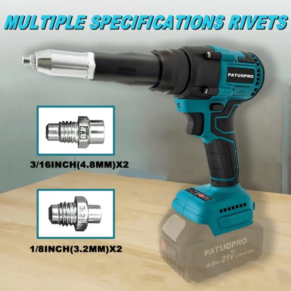 Brushless Electric Blind Rivet Gun 2.4-5.0mm Rivet Nut Gun Cordless Portable Rivet Gun Tool For Makita 18V Battery(No Battery) 5