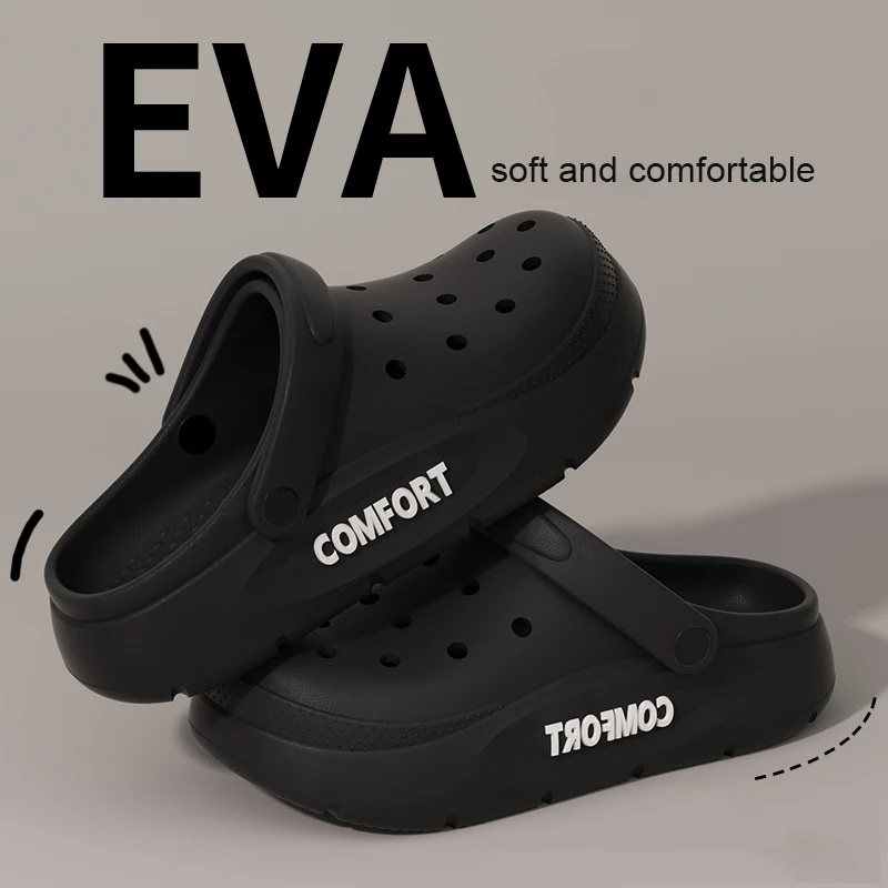 Women's Men's Slippers Summer Anti-Slip Couple Hollow Covered Toe Indoor Outdoor Casual Thick Bottom Sandals for Home Adults 4