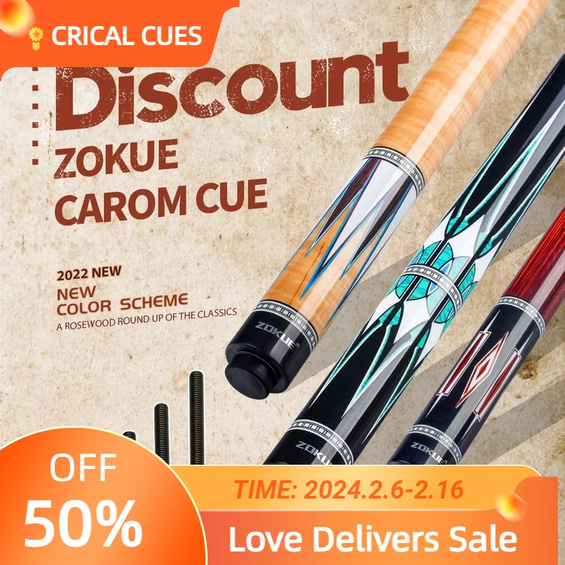 Zokue-Stecca Da Biliardo Professionale Con Custodia, Carambola Stick, 3 Cuscini Coreani, Cono, Punta Da 12Mm, 142 Cm, Stecca Libre Con Custodia