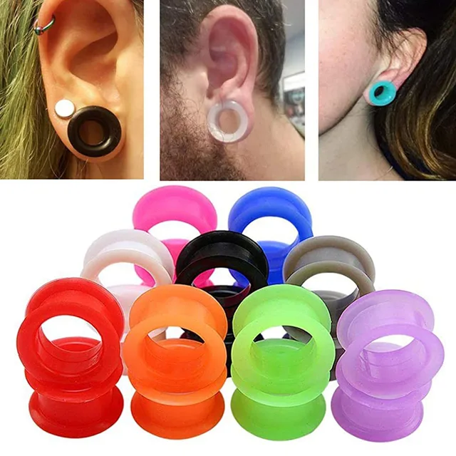 1 Glow In The Dark 5-26mm Pastel Silicone Stretcher Earing Flesh Tunnel - Foto 7