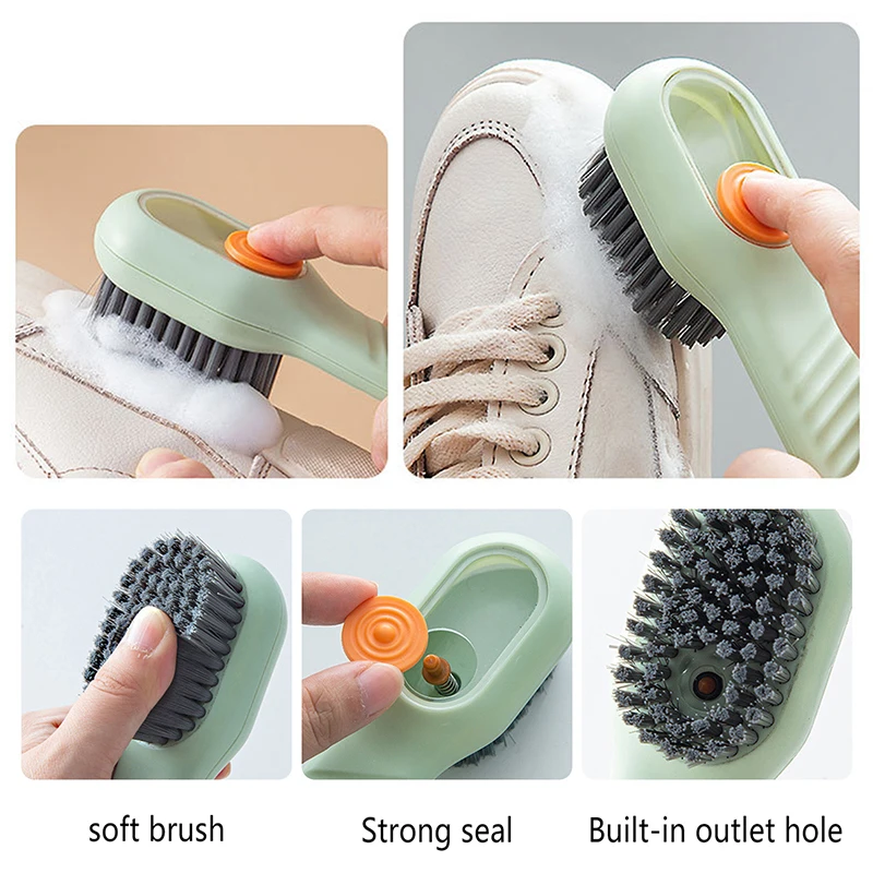 Multifunctional Liquid Dispensing Shoe Brush For Home Use, Press To  Dispense Liquid, Soft Hair Clothing Cleaning Brush