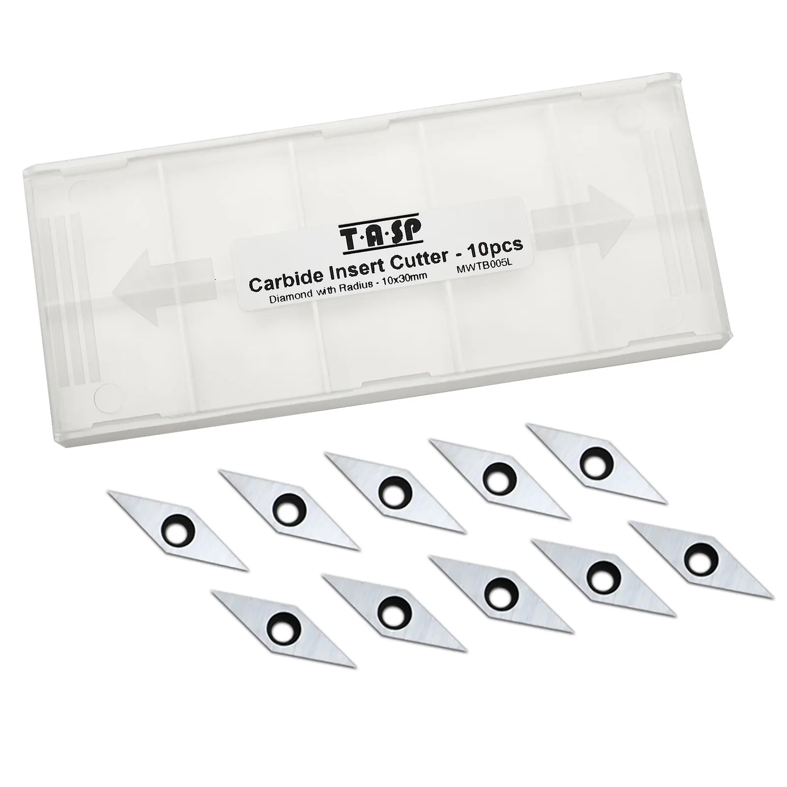 TASP 다이아몬드 카바이드 인서트 커터, 목공 끌, 팁 교체 블레이드, 목재 선반 터닝 기계 도구, 10 개