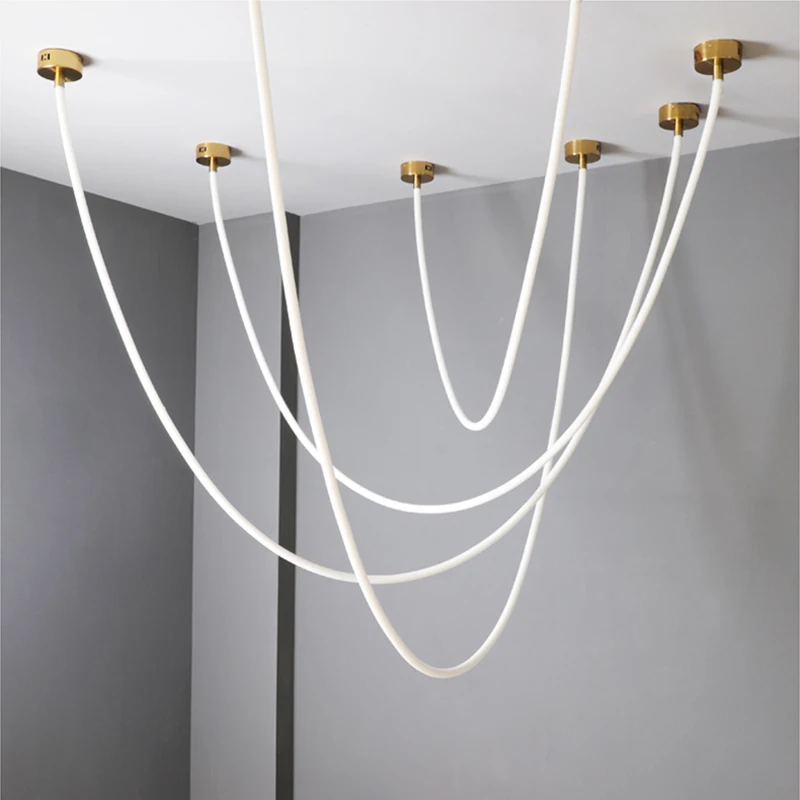 Nordic Long Hose LED Chandelier For Dining Living Room Kitchen Island Pendant Lamp Loft Modern Home Decor Hanging Light Luster