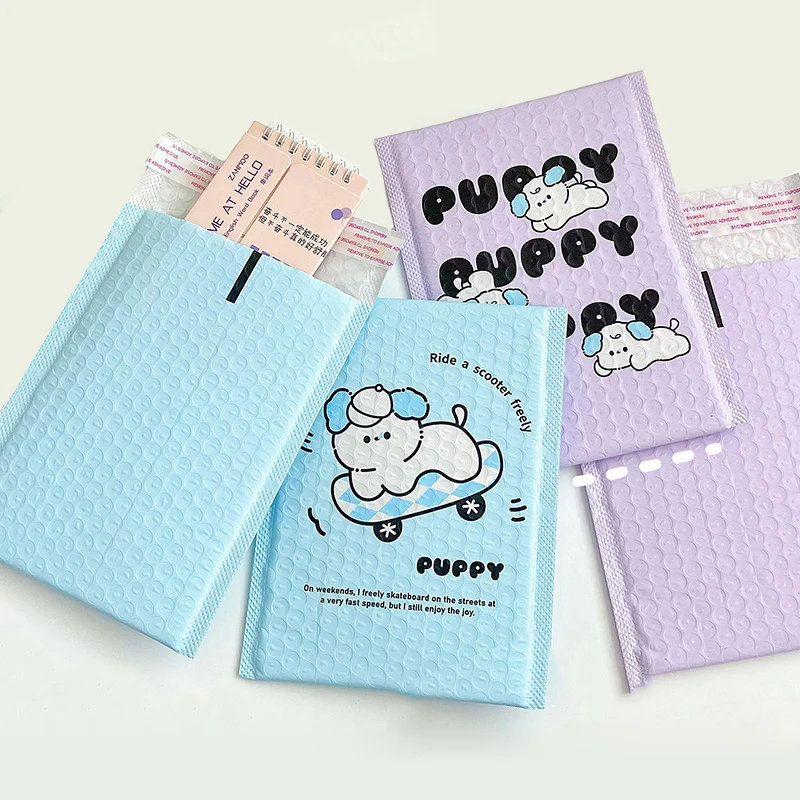 100pcs-blue-purple-bubble-envelope-6x78inch-small-bubble-bag-cute-puppy-printed-padded-envelopes-shockproof-packaging-gift-bags