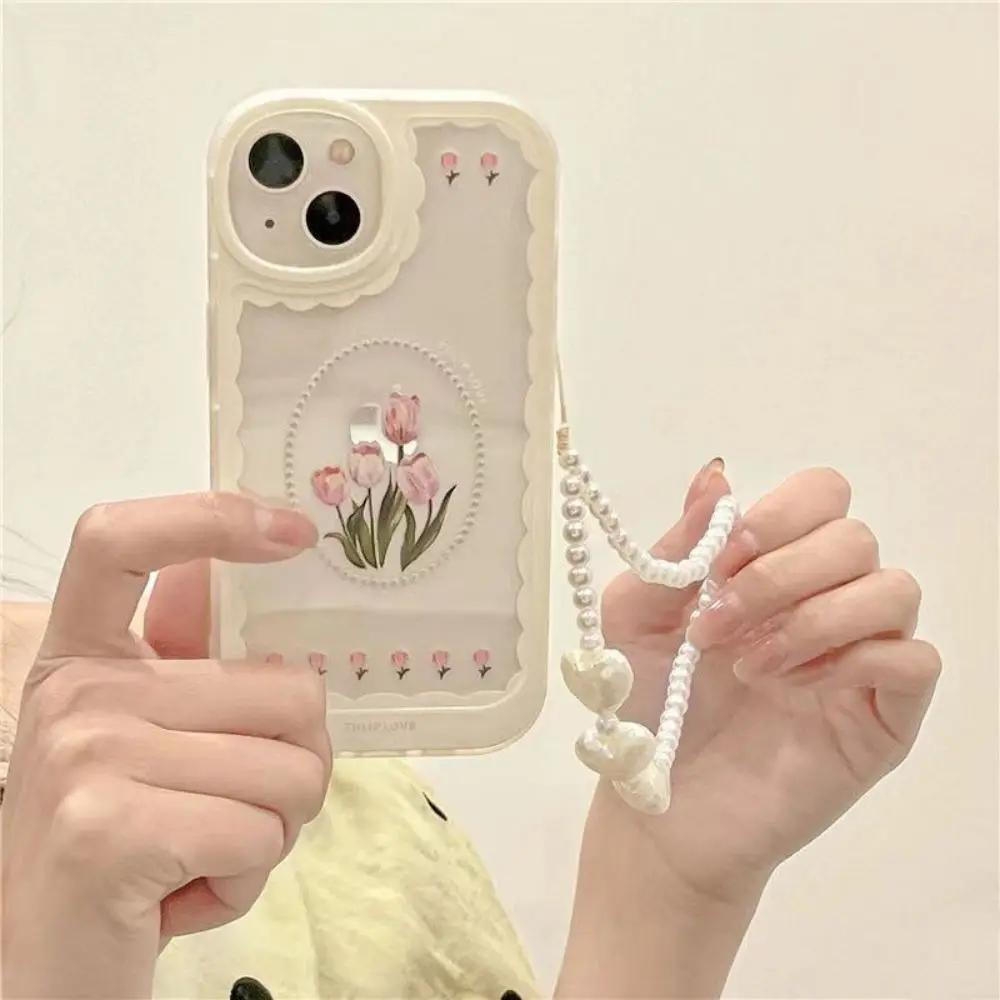 Tulip Flower Lanyard Phone Case Capa Alça de Mão Pulseira Cases Coréia Ins Iphone 13 11 Pro Max 12 xr x xs - Image 2