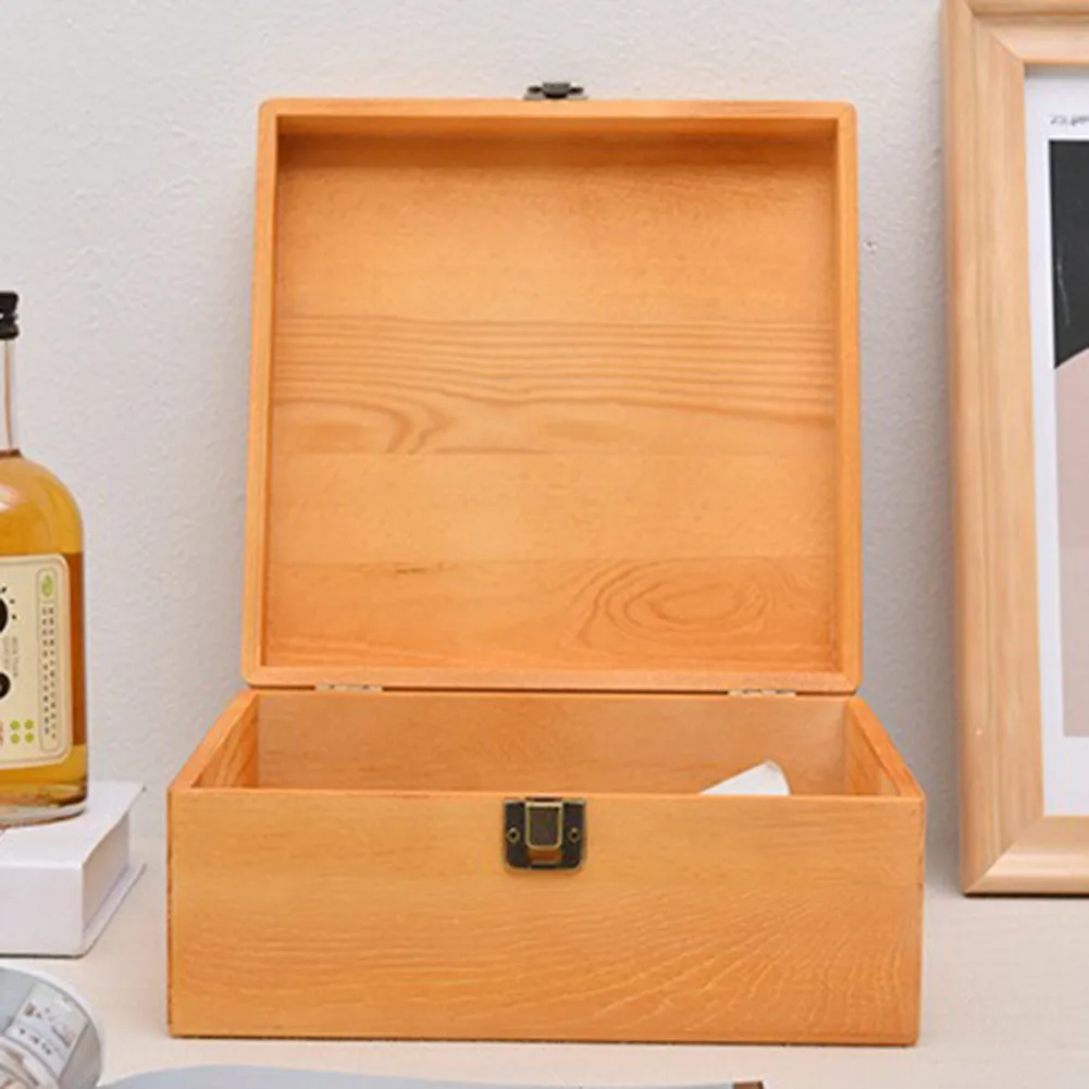 Handcrafted Pine Wood Rectangular Storage Box - Flip-Top Organizer