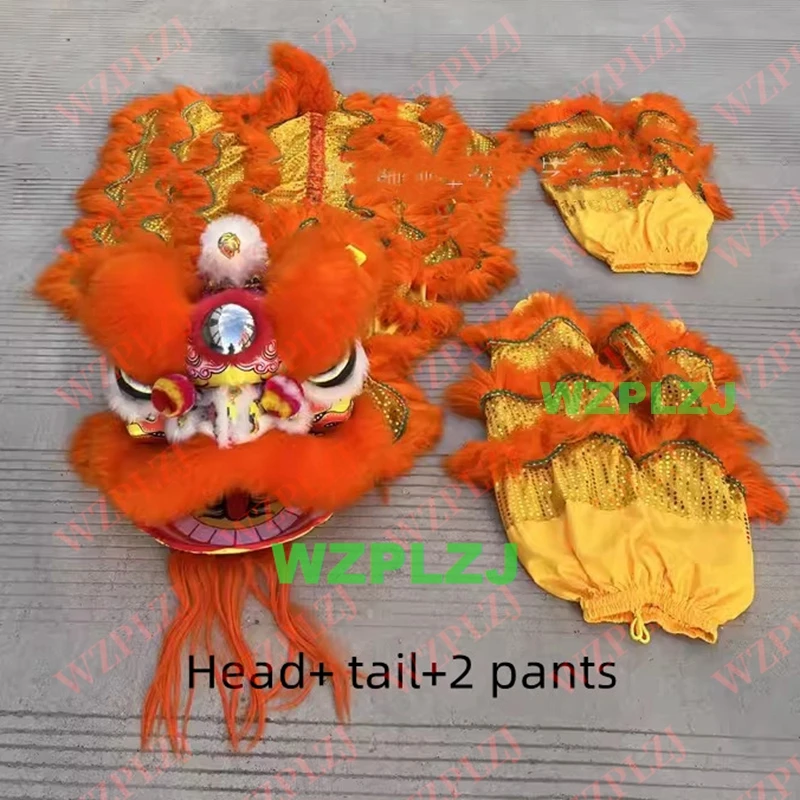 2Kids Lion Dance Costume 2 pants 10-15 Age Children Student Play Game Party Halloween Sport Parade Folk Event Stage Mascot China
