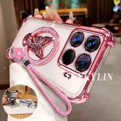 Transparent Soft Shell with Butterfly Bracket and Four Leaf Clover Hand Rope for Edge 50 Fusion (1)