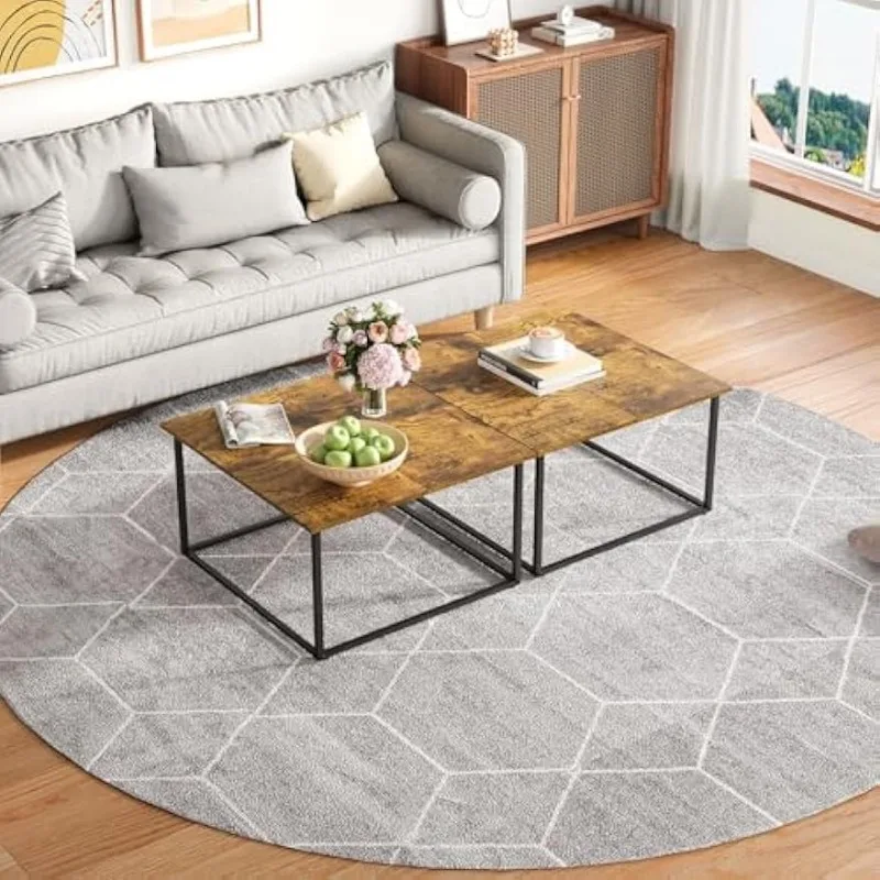 Small Coffee Table for Living Room,Modern Wood Coffee Table,Low Square Center Table Easy Assembly 6