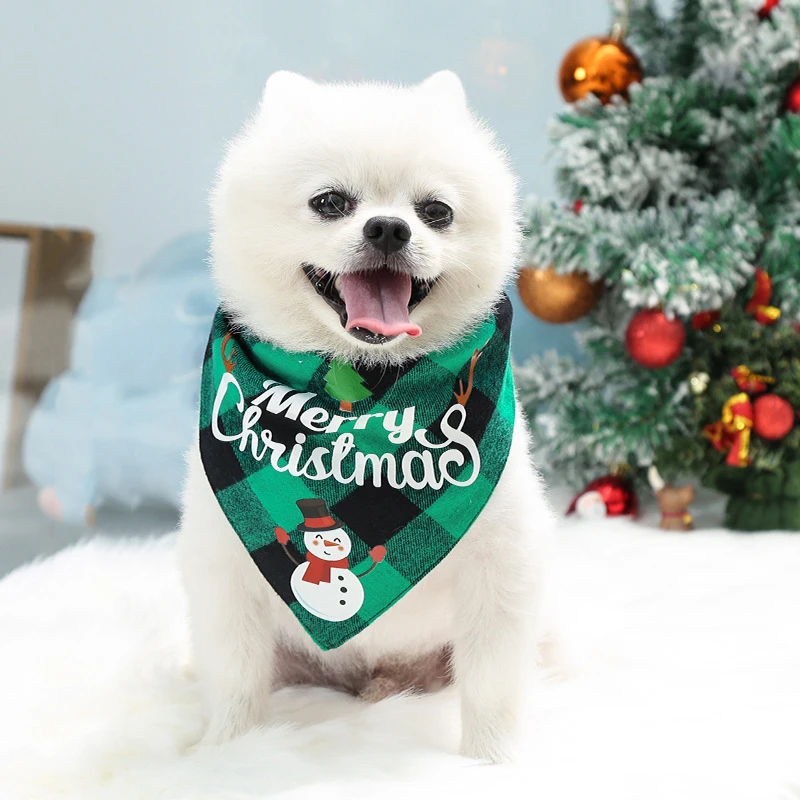 Dog Christmas Bandana Santa Snowman Print Merry Christmas Gifts
