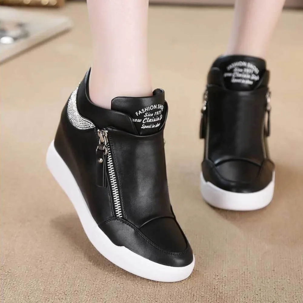 Vulcanized Shoes for Women 2026 Within Height Increasing Sneakers for Women Summer New High Top Casual Thick Soled Women's Shoes - 5