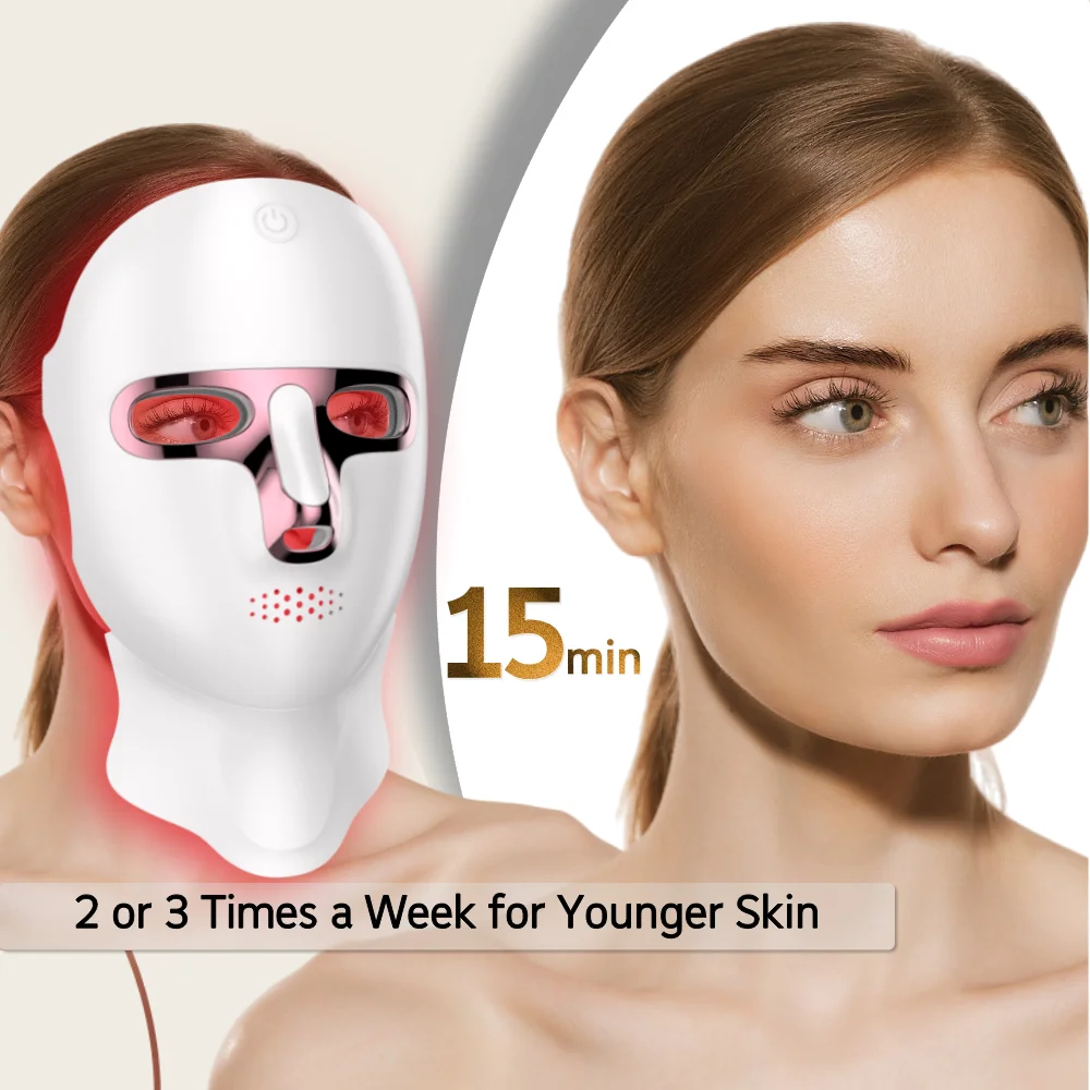 7 Colors LED Face Mask Red Light Therapy Mask Wireless with USB Rechargeable for Skin Tightening Wrinkle Reduction Beauty Device