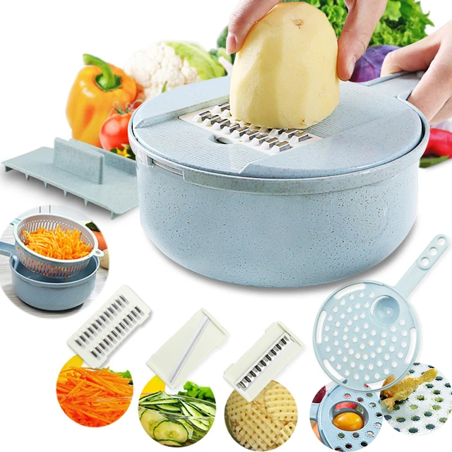 Food Chopper Multi-functional Manual Veggie Slicer Handheld Potato Slicer  With Large Capacity Container 12-in-1 - AliExpress