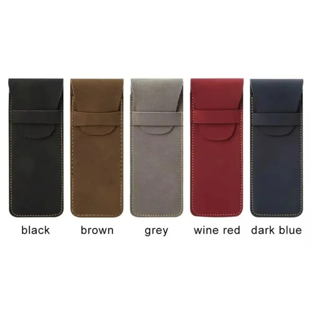 Estojo de caneta com aba de couro pu fosco vintage, caneta tinteiro de alta qualidade, manga protetora, grande capacidade, conjunto duplo de estojo de caneta 6