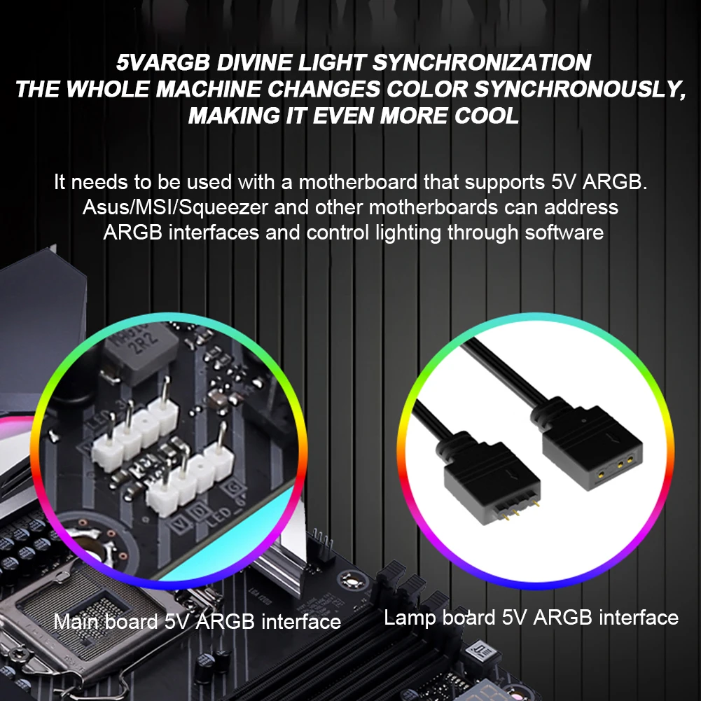 thumbnail image 2 of JAZZCOOLING PC RGB Light Strip For PSU Cables, CL300 5V 3Pin ARGB Sync, Suit For 6Pin 8Pin 12Pin 16Pin 24Pin PSU RGB Cable Extensions, Colorful For PC Case 2 of 14