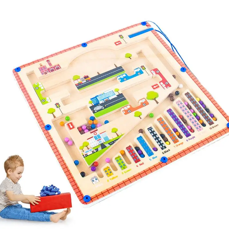 

Детский деревянный лабиринт с цифрами, веселая доска с цветами и цифрами, развивающие Обучающие игрушки, подарок для мальчиков и девочек от 3 лет