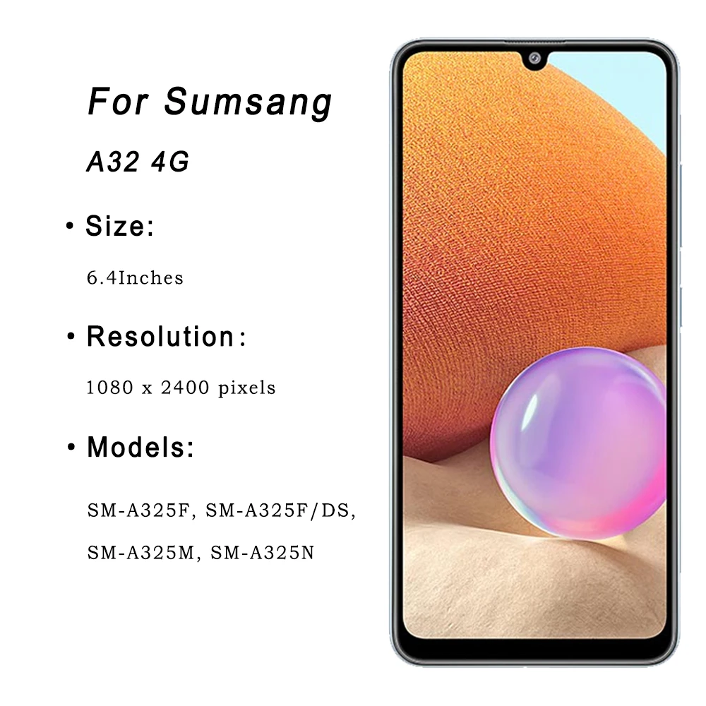 AMOLED ġ ũ, Ｚ  A32 4G LCD A325F SM-A325M LCD Ÿ, SM-A325F DS A325 ÷ ü ǰ, 6.4 ġ