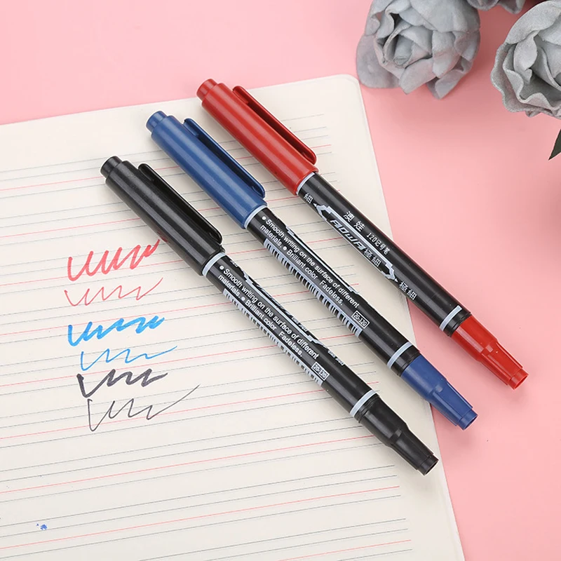 Dual-Tip Marking Pen with Water-Based Ink in Red, Blue, and Black for Art and Drawing Outlines 3