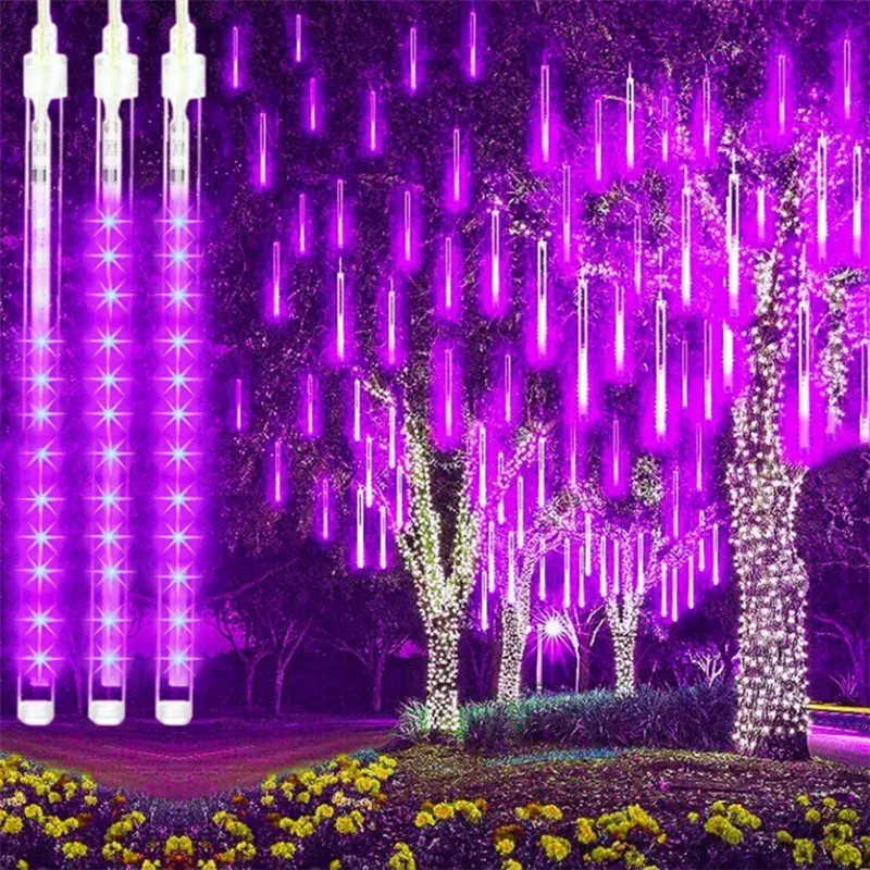 

30/50cm Meteor Shower Fairy String Garland Curtain Lights Christmas Decor Outdoor Wedding Street Garden Decor Navidad Halloween