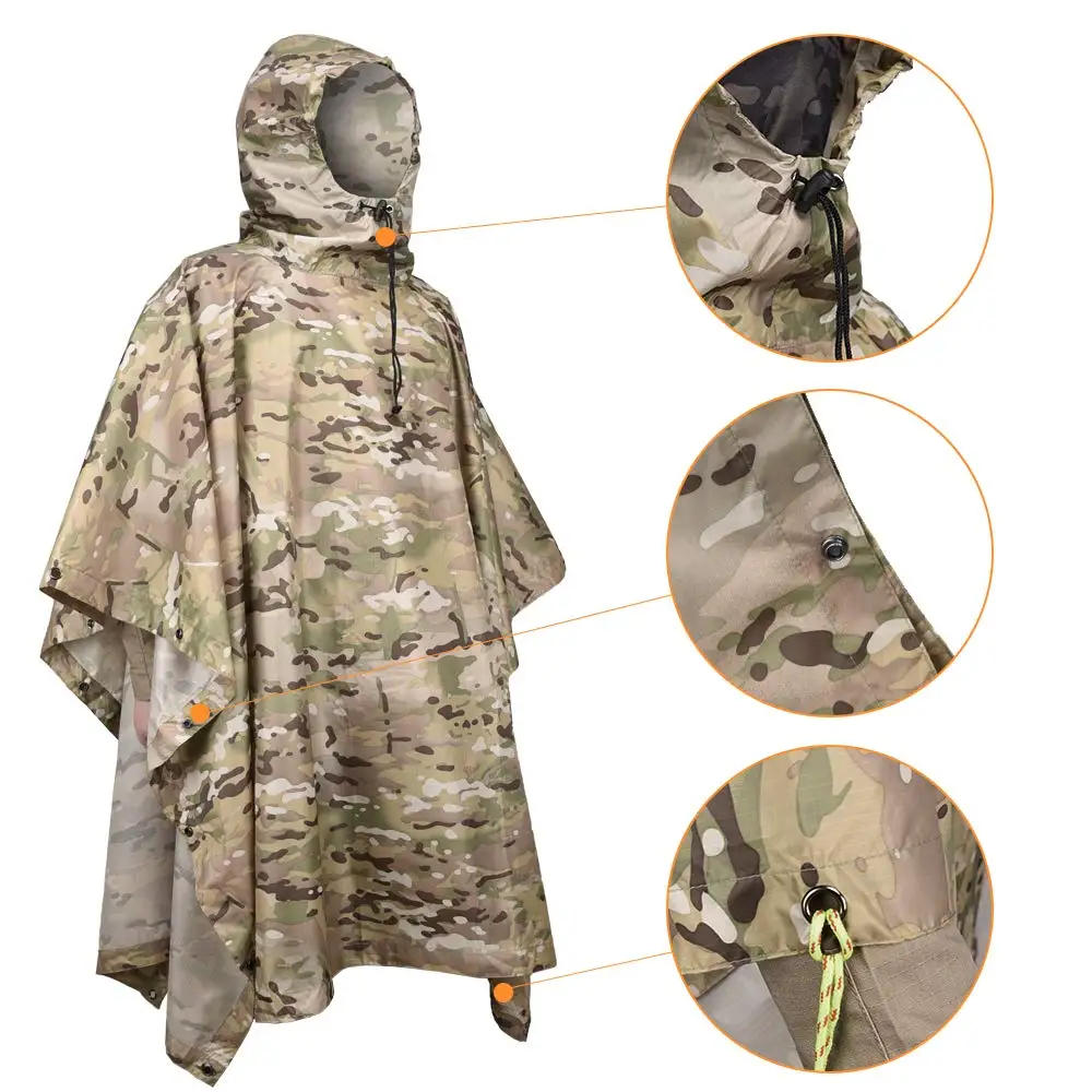 Raincoat poncho Camouflage Tactical Raincoat for Man Woman