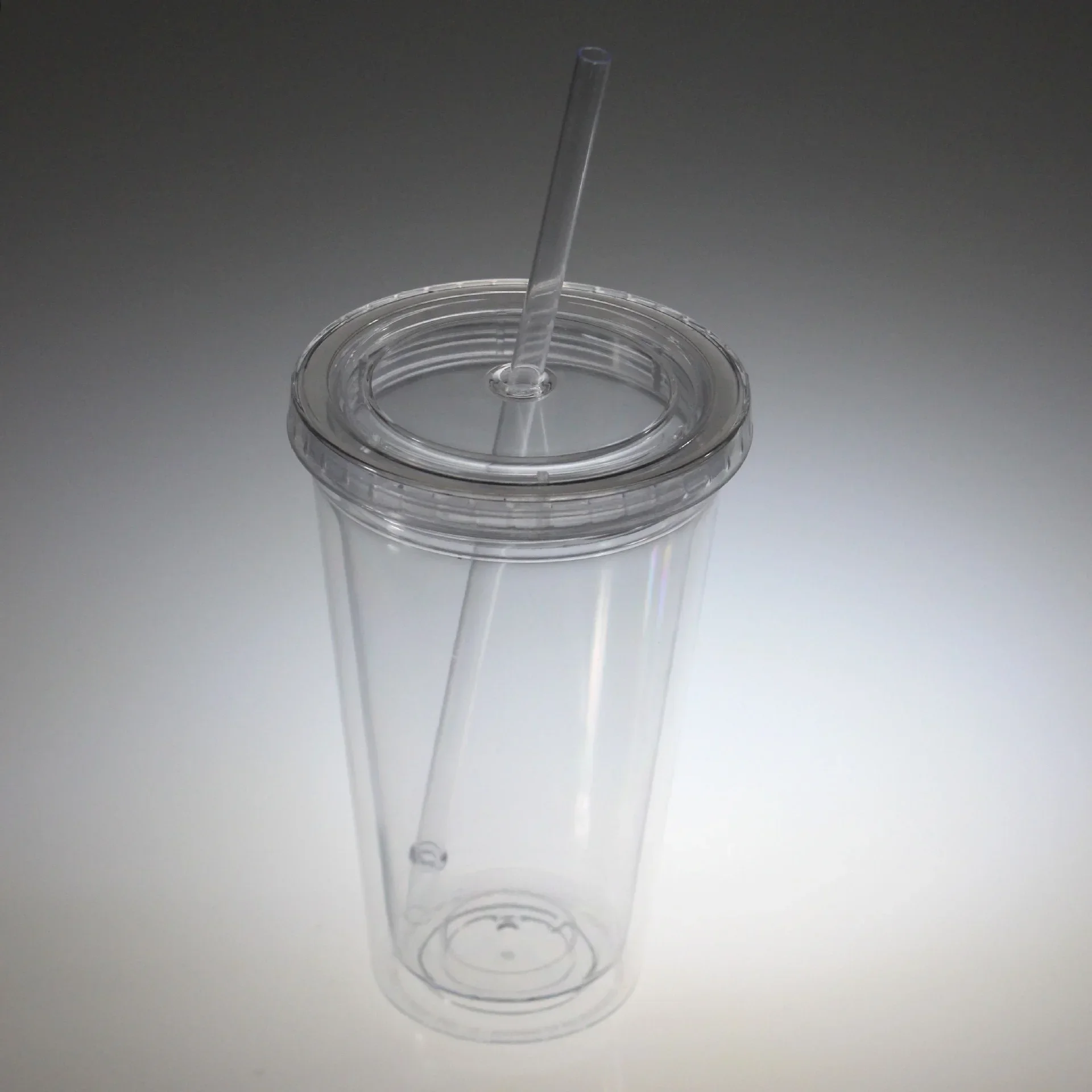 16oz/22oz Reusable Travel Ice Coffee Mugs Double Wall Insulate Clear Plastic Tumblers With Lid And Straws 1pcs,3pcs,12pcs/set