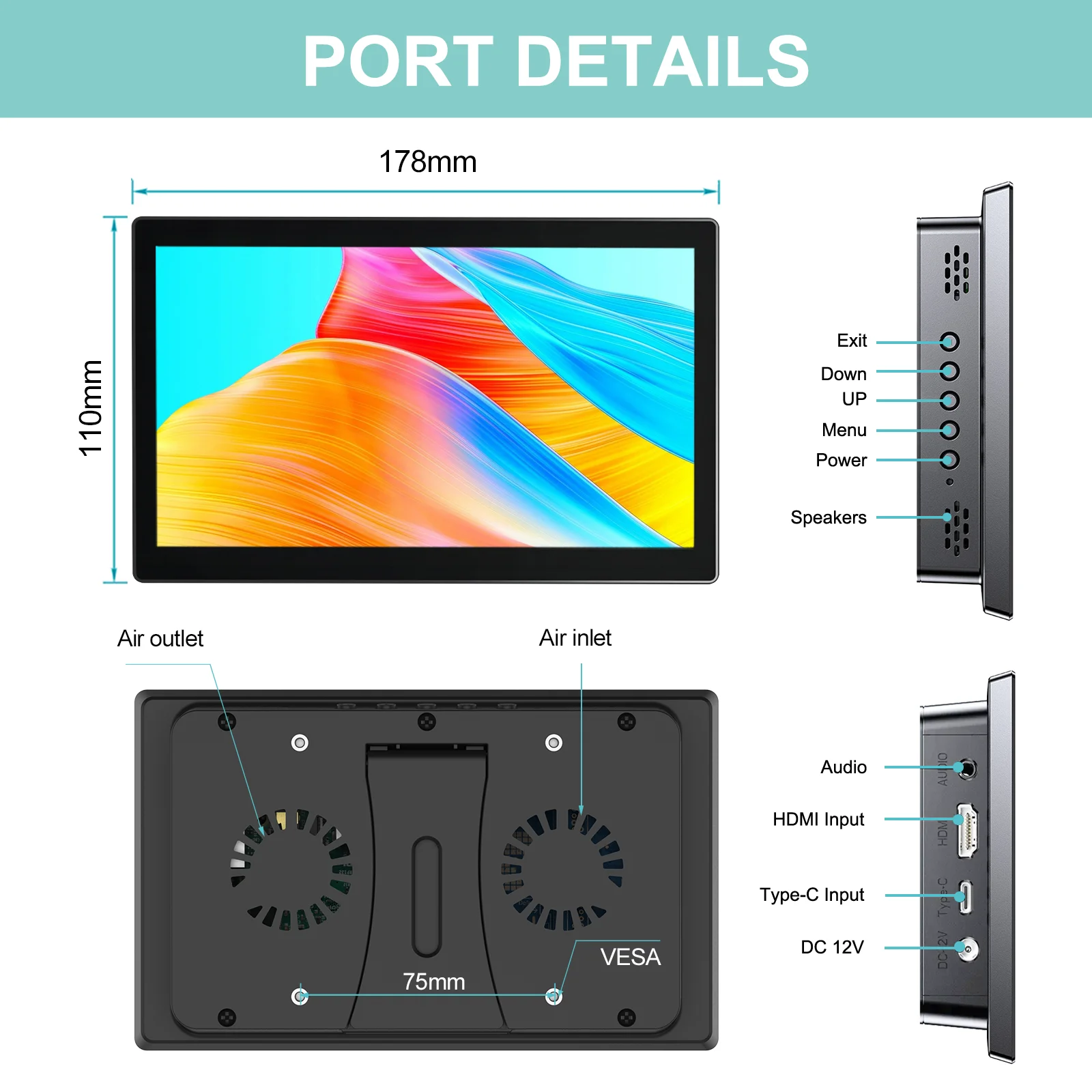 HOWENS ٳ   Ӻ Ʈ ޴ ƮϿ ,   5 4 3 ø ÷, HDMI USB, 1920x1080, 7 ġ