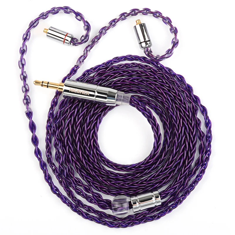 Nicehck-銅イヤホン交換ケーブル、purpleseインポート、8 