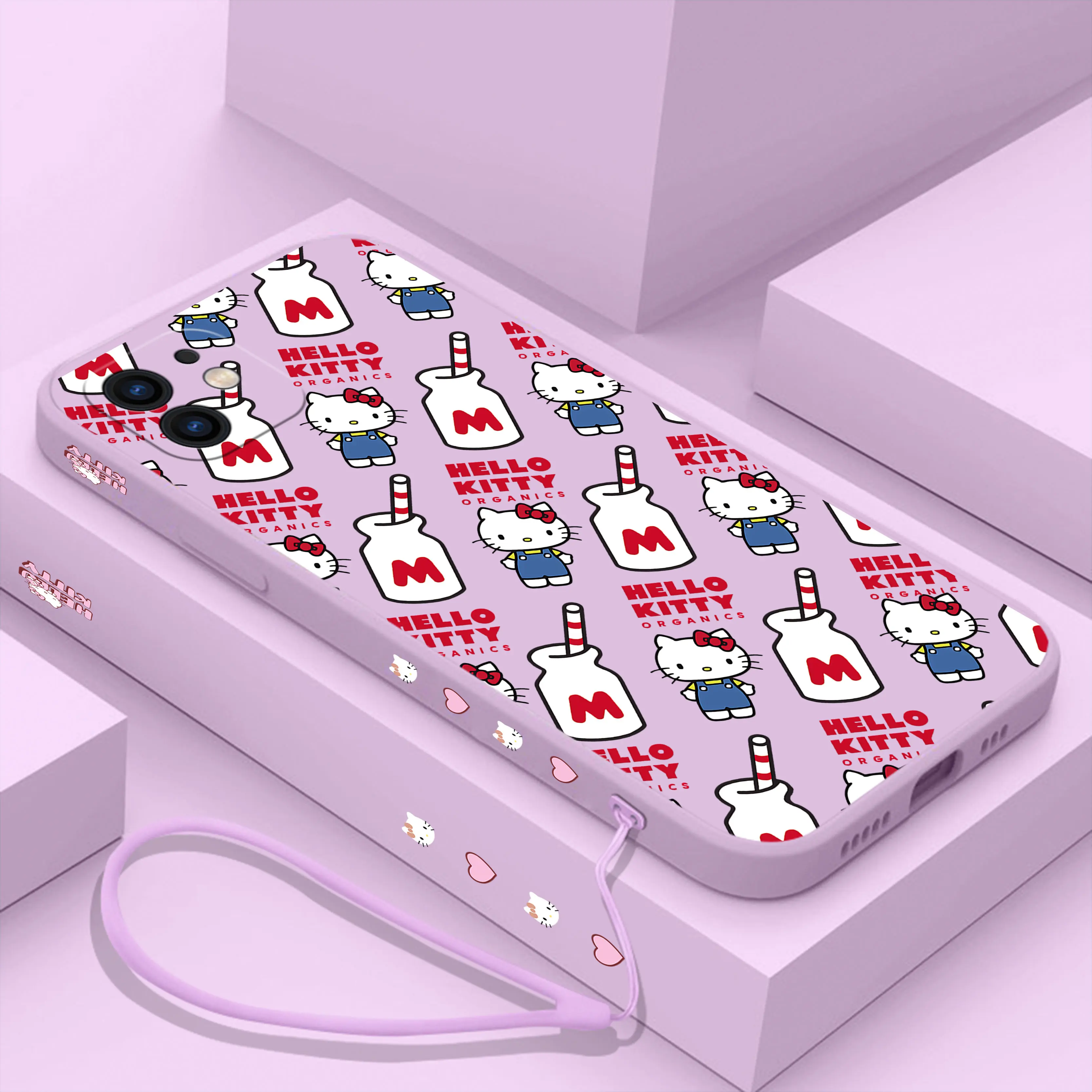 thumbnail image 1 of Sanrio-funda de teléfono de Hello Kitty para iPhone, carcasa divertida de silicona con correa de mano para iPhone 15 14 13 12 11 Pro Max Mini X XR XS MAX SE20 8 7 Plus, 1 of 5