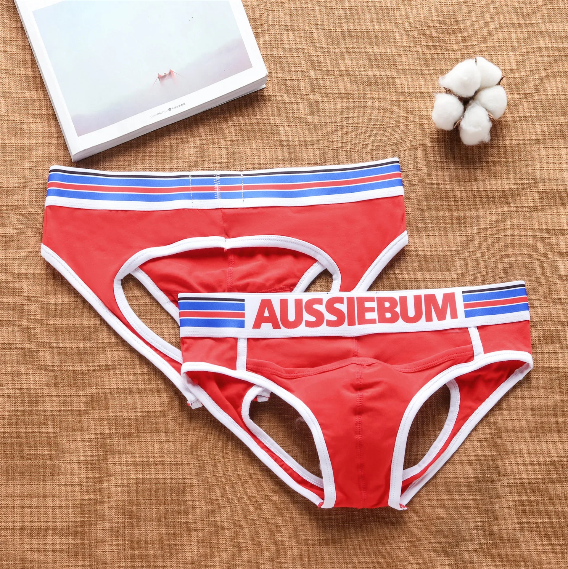 Men's back hollow pure cotton breathable comfortable back hollow briefs 2