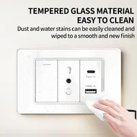 Italian Standard 118x75mm Black Tempered Glass Chile Schuko Outlet 16A Dual USB Type-C 20W Fast Charging for Home Office Kitchen 3