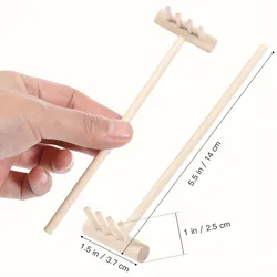 Mini Bamboo Rake Set for Zen Garden Meditation and Tabletop Decor - 6 Piece Set (6pcs)