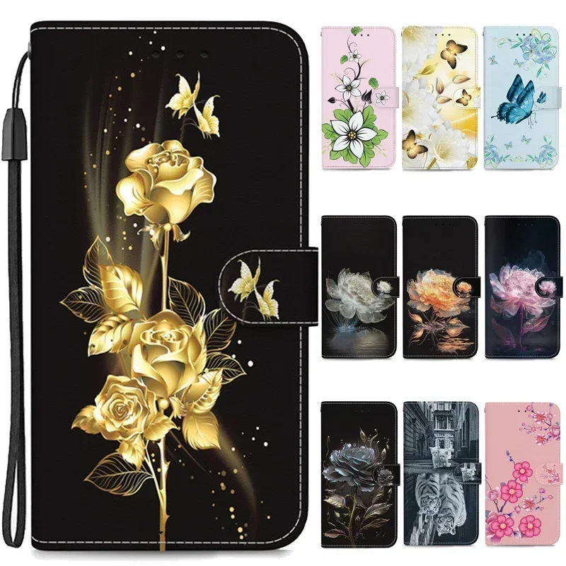 Flower A23 Custodia In Pelle Portafoglio Flip Cover Per Samsung Galaxy A23 5G Custodia A23 4G Sm-A235F A236B Modello Etui Borse Magnetiche Per Telefon