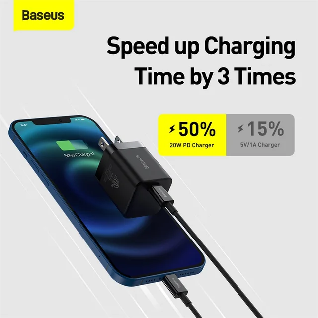 Baseus USB Type C Charger 20W Portable USB C Charger Support Type C PD Fast Charging For iPhone 14 13 12 Pro Max 11 Mini 8 Plus 2